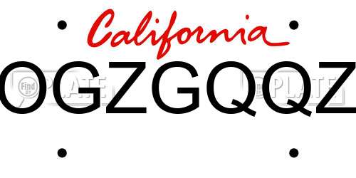OGZGQQZ California License Plate