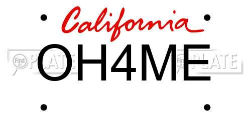 OH4ME California License Plate