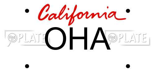 OHA California License Plate