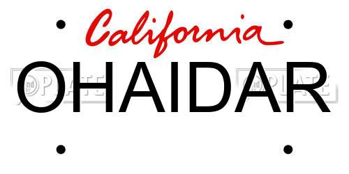 OHAIDAR California License Plate