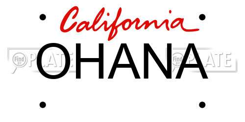 OHANA California License Plate