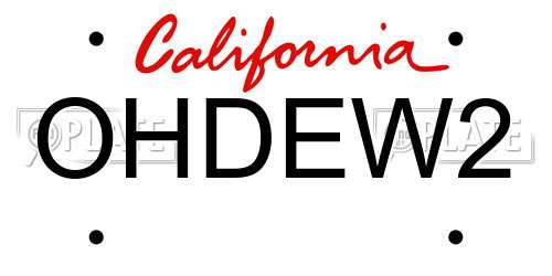 OHDEW2 California License Plate
