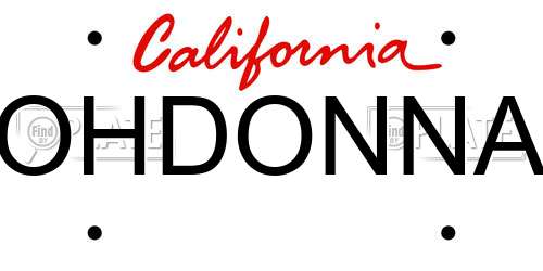OHDONNA California License Plate