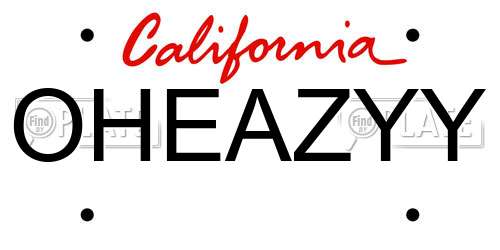OHEAZYY California License Plate