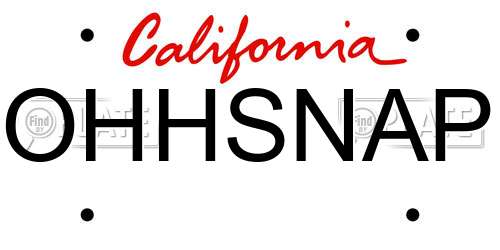 OHHSNAP California License Plate