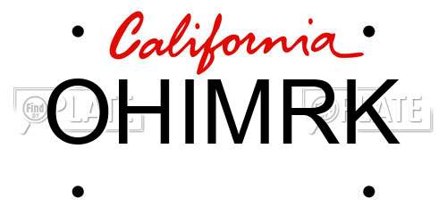 OHIMRK California License Plate