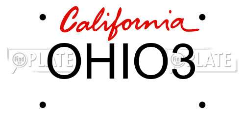 OHIO3 California License Plate