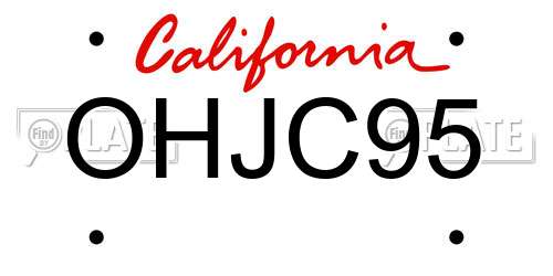 OHJC95 California License Plate