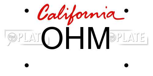 OHM California License Plate