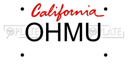 OHMU California License Plate