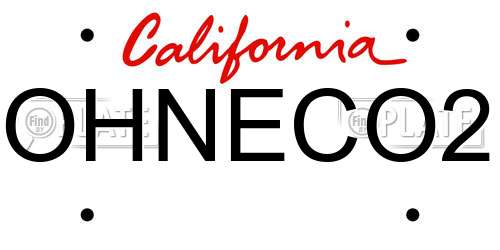 OHNECO2 California License Plate