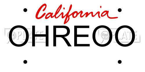 OHREOO California License Plate