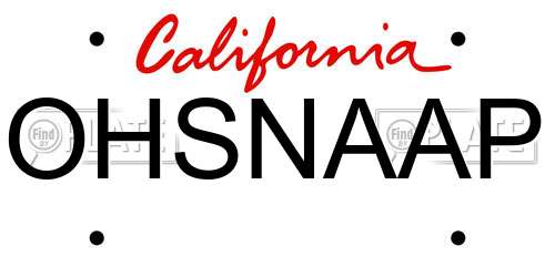 OHSNAAP California License Plate