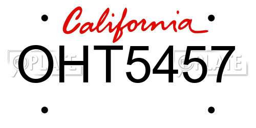 OHT5457 California License Plate