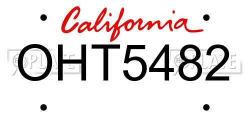 OHT5482 California License Plate