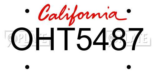 OHT5487 California License Plate