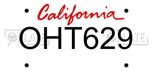 OHT629 California License Plate