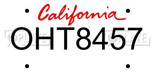 OHT8457 California License Plate