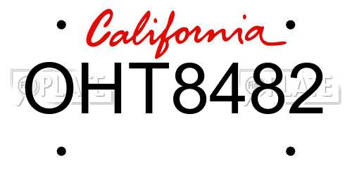 OHT8482 California License Plate