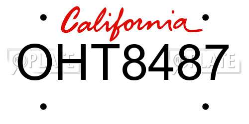 OHT8487 California License Plate