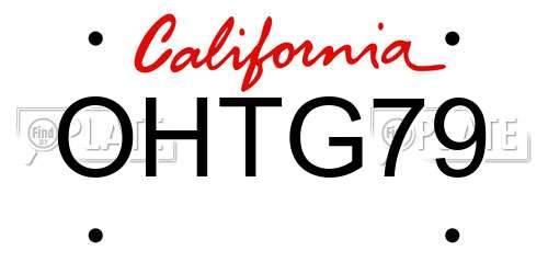 OHTG79 California License Plate