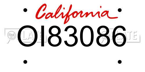 OI83086 California License Plate