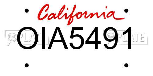 OIA5491 California License Plate