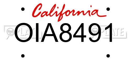 OIA8491 California License Plate