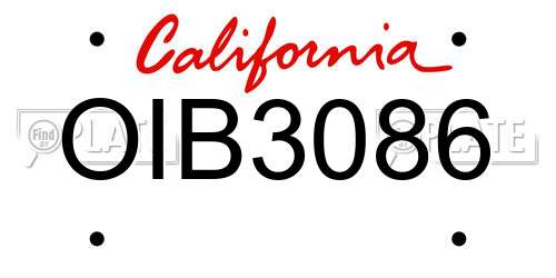 OIB3086 California License Plate