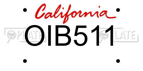 OIB511 California License Plate
