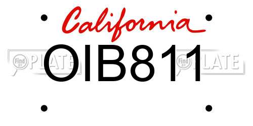 OIB811 California License Plate