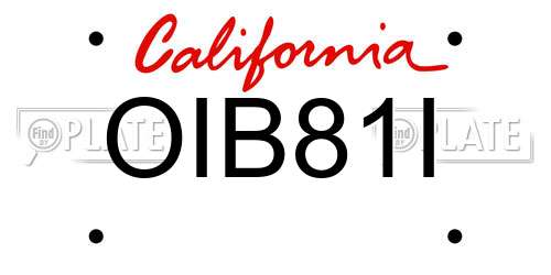 OIB81I California License Plate