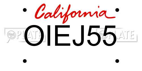 OIEJ55 California License Plate