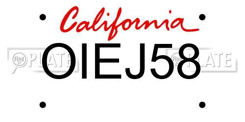 OIEJ58 California License Plate