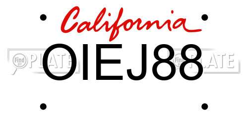 OIEJ88 California License Plate