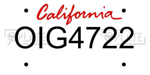 OIG4722 California License Plate