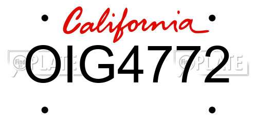 OIG4772 California License Plate