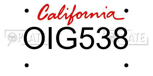 OIG538 California License Plate