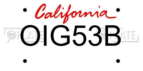 OIG53B California License Plate