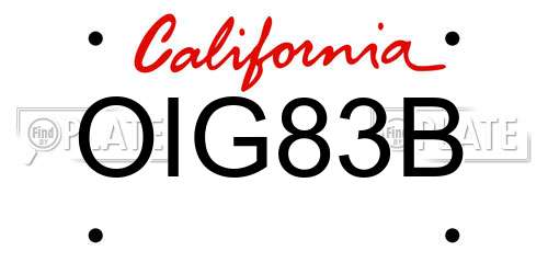 OIG83B California License Plate