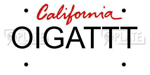 OIGATTT California License Plate