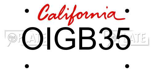 OIGB35 California License Plate