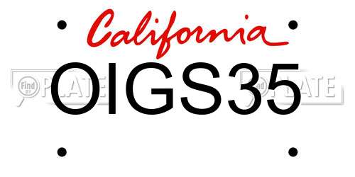 OIGS35 California License Plate