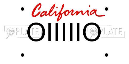 OIIIIIO California License Plate