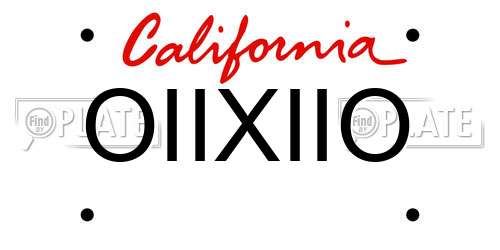 OIIXIIO California License Plate