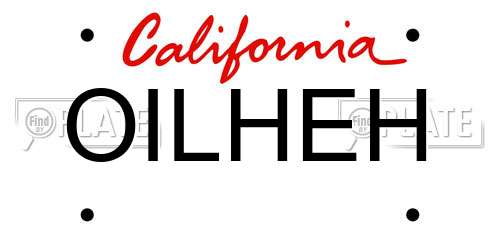 OILHEH California License Plate