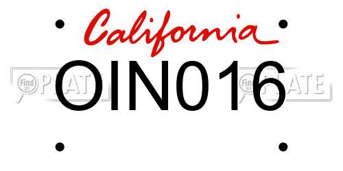 OIN016 California License Plate