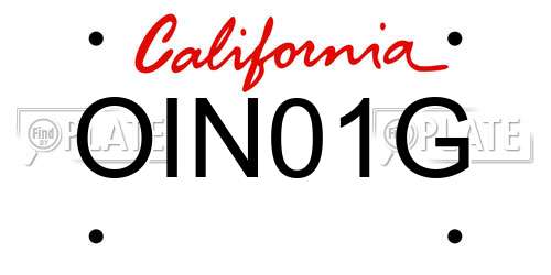 OIN01G California License Plate