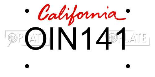 OIN141 California License Plate