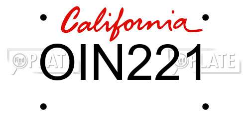 OIN221 California License Plate